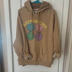 American Eagle Outfitters Tan Keep Smiling Hoodie